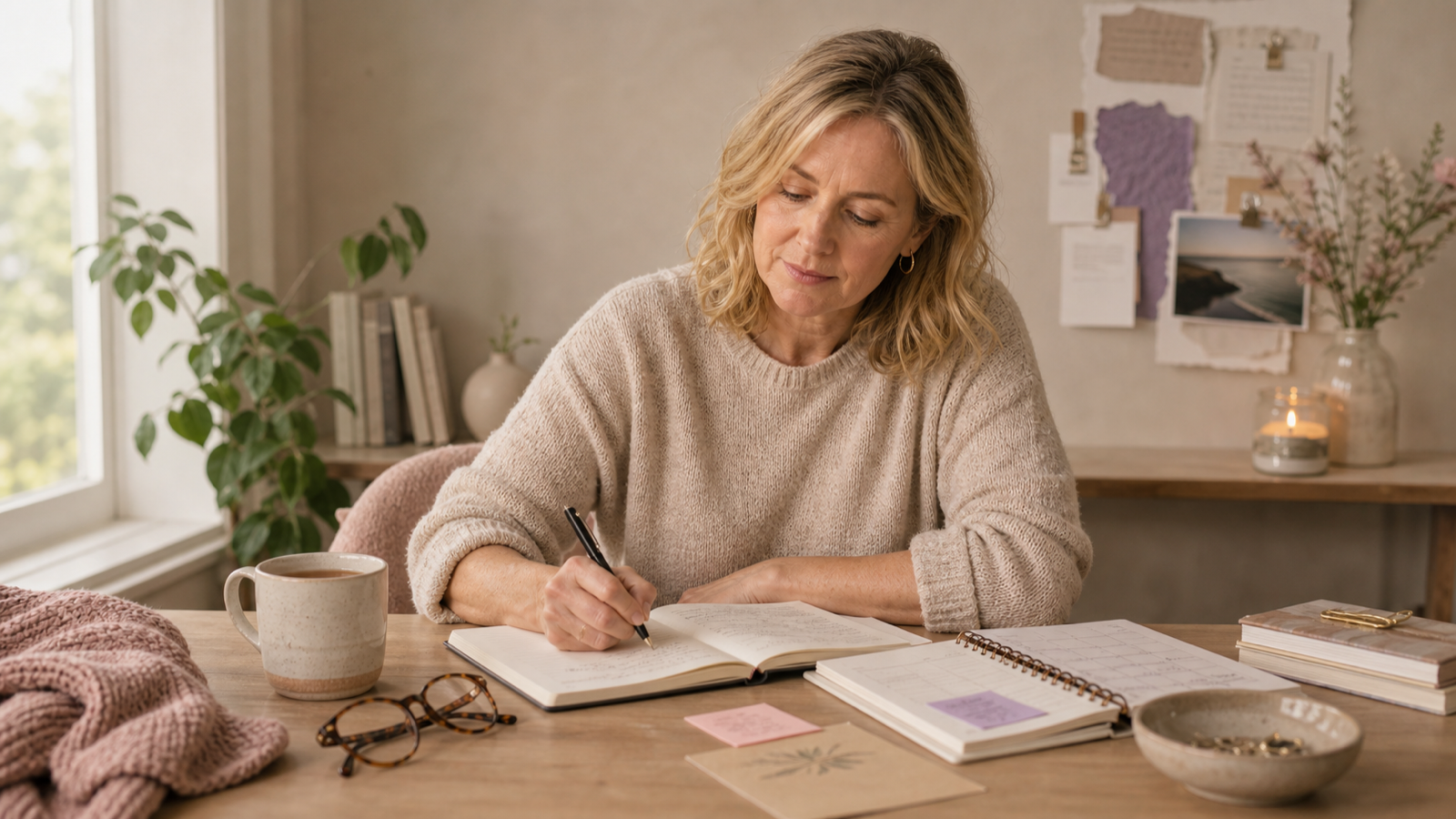 Woman planning her week